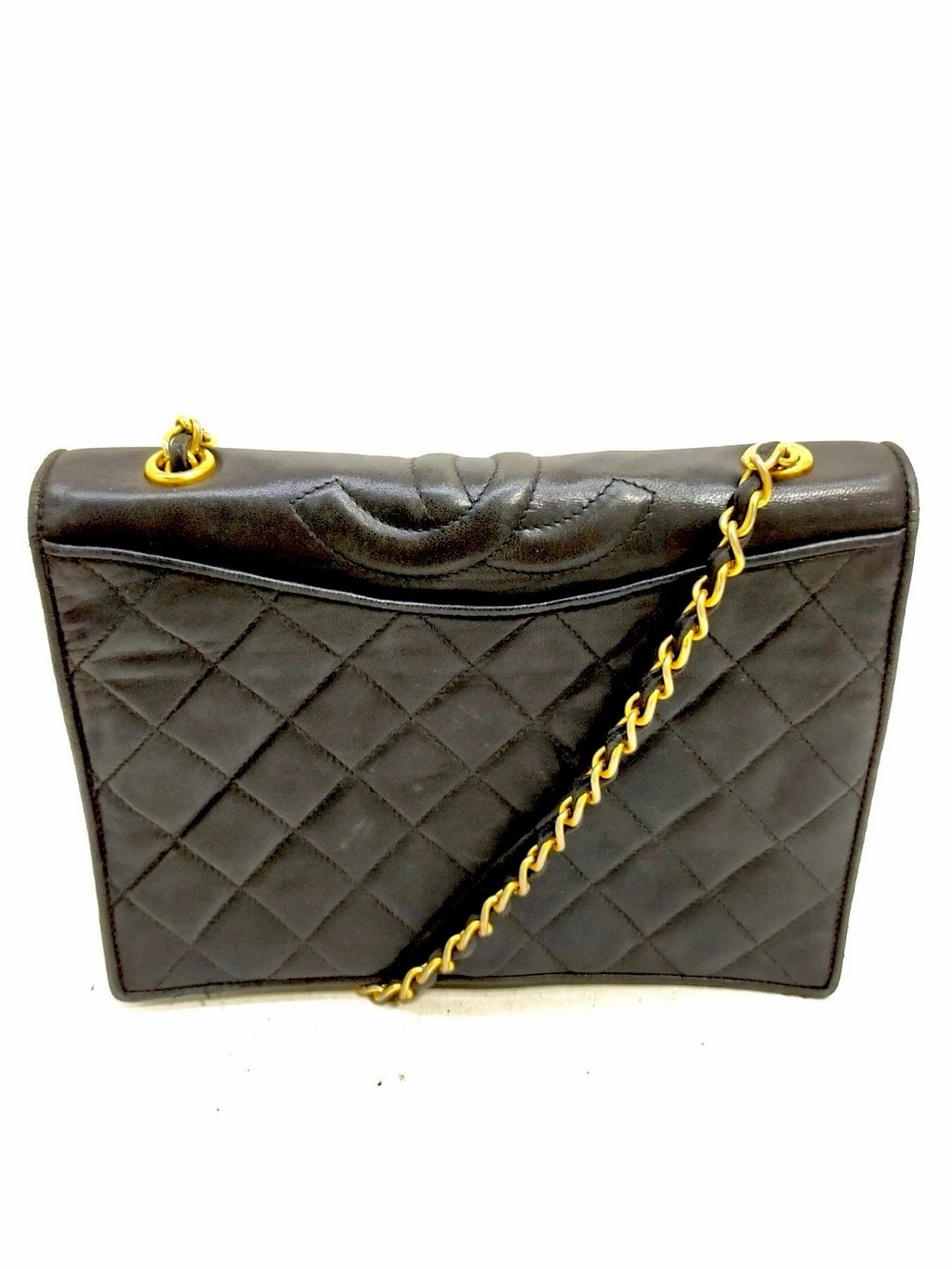 Chanel CC Lambskin Shoulder Bag Black Quilted Lambskin Leather 24K Plated HW